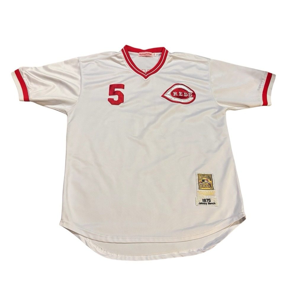 Reds White and Red Baseball Jersey Shirt
